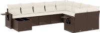 vidaXL 10-delige Loungeset met kussens, polyrattan, bruin