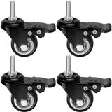 Merkloos Ronte - Set van 4 meubelwielen met rem, 40mm, M8 schroefdraadpin, kogellager, draagvermogen 50kg - Zwenkwielen voor woonkantoor transport
