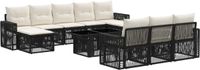 vidaXL Tuinbank Set 11 st Zwart en Crème Wit poly rattan