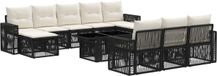 vidaXL Tuinbank Set 11 st Zwart en Crème Wit poly rattan