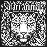Safari Animals: Monochrome Coloring Book for Adults and Teens