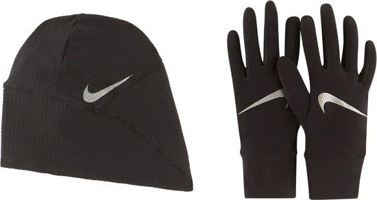 Nike Essential Sporthandschoenen Vrouwen - Zwart/Zilver - Lange Vingers - XS/S