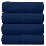 GC GAVENO CAVAILIA Nieuwe Hampton handdoeken, ultra zachte extra absorberende pak van 4 luxe handdoeken set, 100% ringgesponnen katoen, marineblauw, 4PK