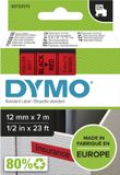 DYMO D1 Standard Labels - Black on Red - 12mm x 7m - S0720570