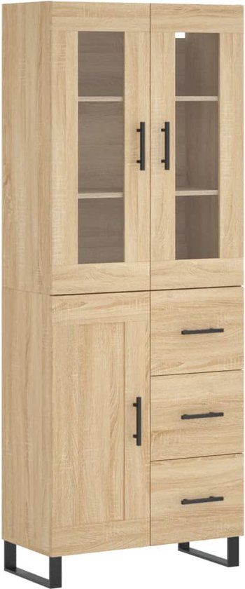 vidaXL Hoge kast 69,5x34x180 cm bewerkt hout sonoma eikenkleurig