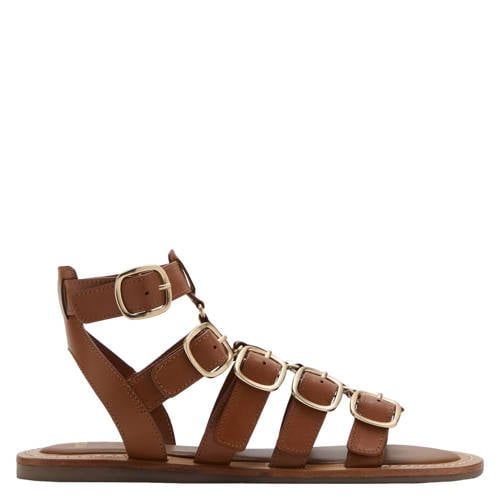 Mango leren sandalen - bruin