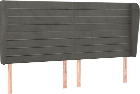 VidaXL Hoofdbord met randen 203x23x118/128 cm fluweel donkergrijs