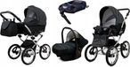 BabyLux® Margaret Exclusive | Set de poussette 4 en 1 | Pois blancs | Poussette combinée | Poussette
