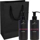 Claudius Cosmetics B.V. Douchepakket Hamam - Shower & Wash + Bodylotion - 300 ml per fles - set van 2 stuks - met luxe gift tas - cadeau - giftset voor hem en haar