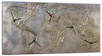 PINTDECOR Silver World horloge, hout/canvas, zilver, 140 x 70 cm