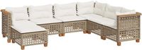 vidaXL 7-delige loungeset met kussens, polyrotan, beige