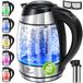 KESSER® Bouilloire en acier inoxydable de 1,8 litre, 2200W, bouilloire en verre avec fonction de maintien au chaud