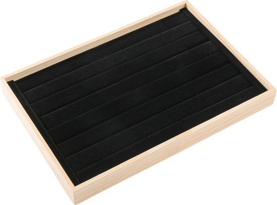 Fliex Sieradendoos - Zwart - Hout - Fluweel - Unisex - 35 x 24 cm