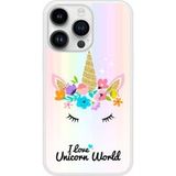 Unicorn World Bedrukt siliconen hoesje compatibel met iPhone 14 Pro