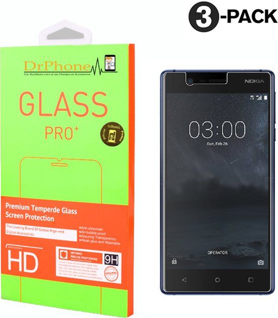 Drphone 3 x Nokia 5 Glas - Glazen Screen protector - Tempered Glass 2.5D 9H (0.26mm