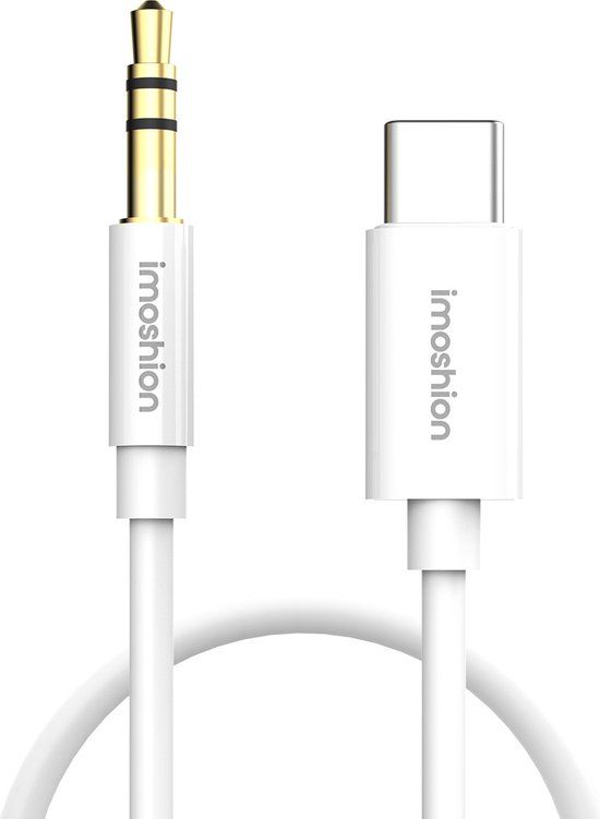 iMoshion USB-C naar AUX Kabel Auto - 1 meter - 3.5mm Audio Kabel - Wit
