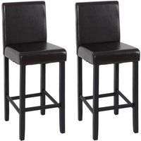 Générique Vicenza Set van 2 barkrukken, counter stool, hout + LEATHER ~ bruin, donkere poten