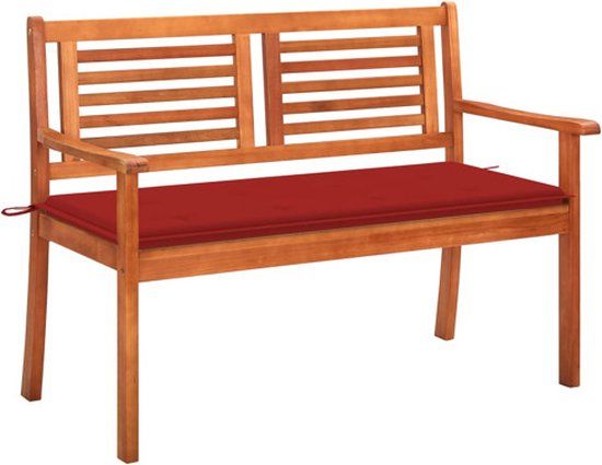 vidaXL Tuinbank 2-zits met kussen 120 cm massief eucalyptushout