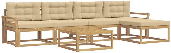 vidaXL - Bank loungeset - Polyester - Wit en Beige