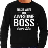 Bellatio Decorations Awesome Boss - geweldige baas cadeau sweater zwart heren - verjaardag cadeau XXL