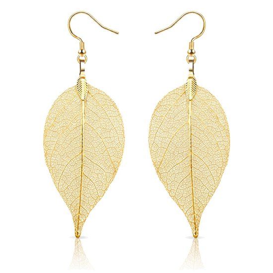 LGT JWLS Lookinggoodtoday Dames oorhangers Blad oorbellen Leaf Goudkleurig