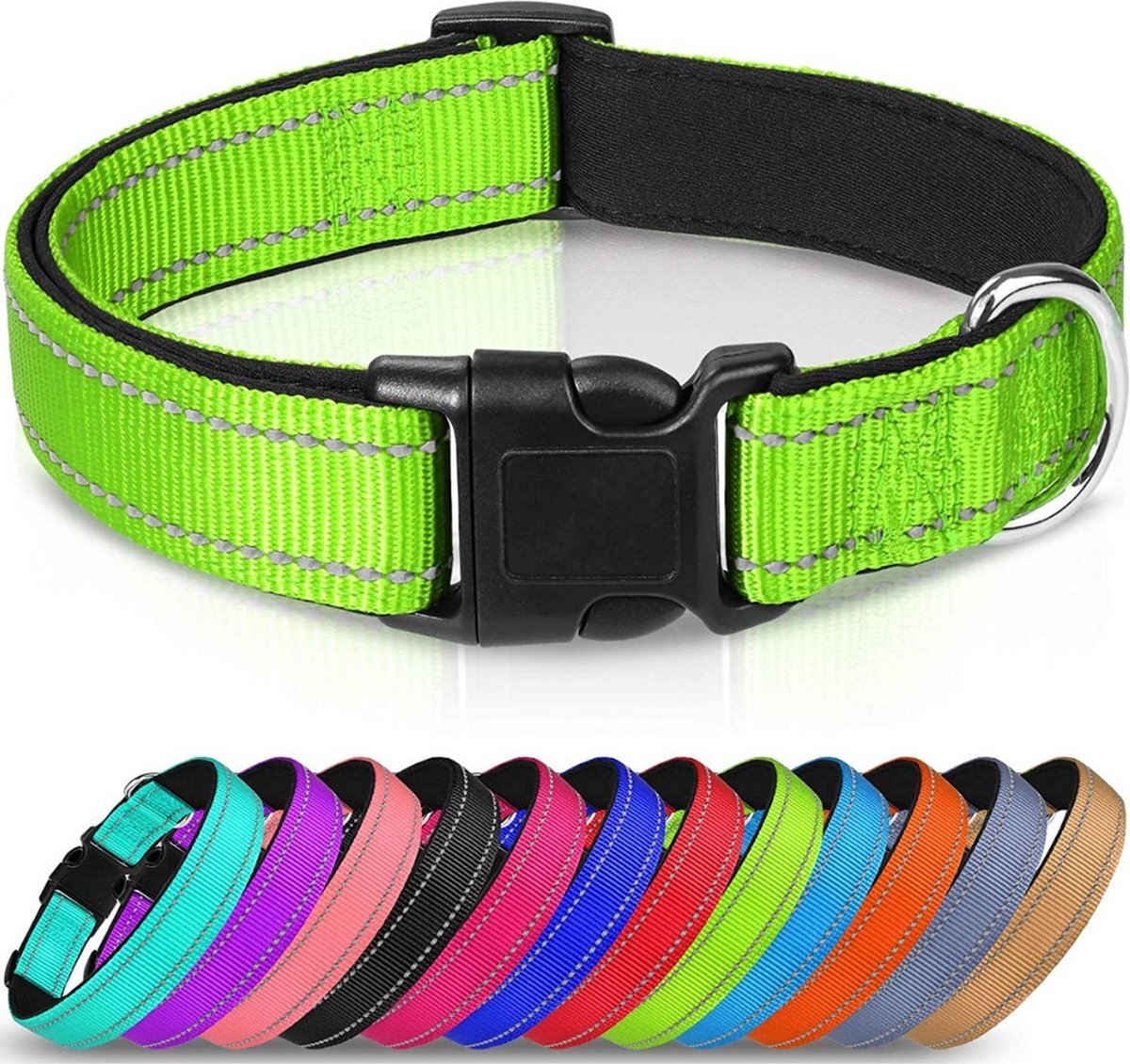 Sharon B Halsband hond - reflecterend - groen - maat S - oersterk - waterdicht - hondenhalsband - geschikt voor iedere hondenriem - voor kleine honden groen