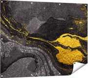 Gards Poster de jardin Marbre noir et doré - 120x90 cm - Toile de jardin - Décoration de jardin - Décoration murale extérieure - Peinture de jardin