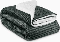 Beautissu Fleece Deken 220 x 240cm Elisa - Sherpa Deken extra zacht - Fleece Plaid Zwart