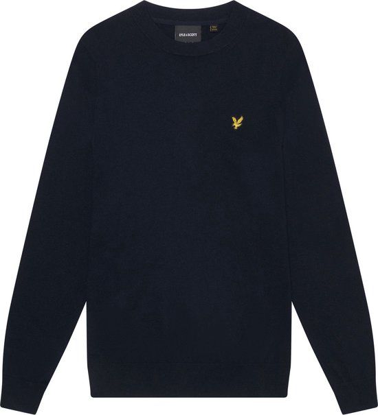 Lyle & Scott Cotton merino crew neck jumper - dark navy - Men - Size M