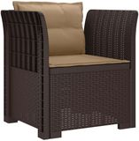 vidaXL Eén-zits Fauteuil met Kussens Rieten Look PP Bruin