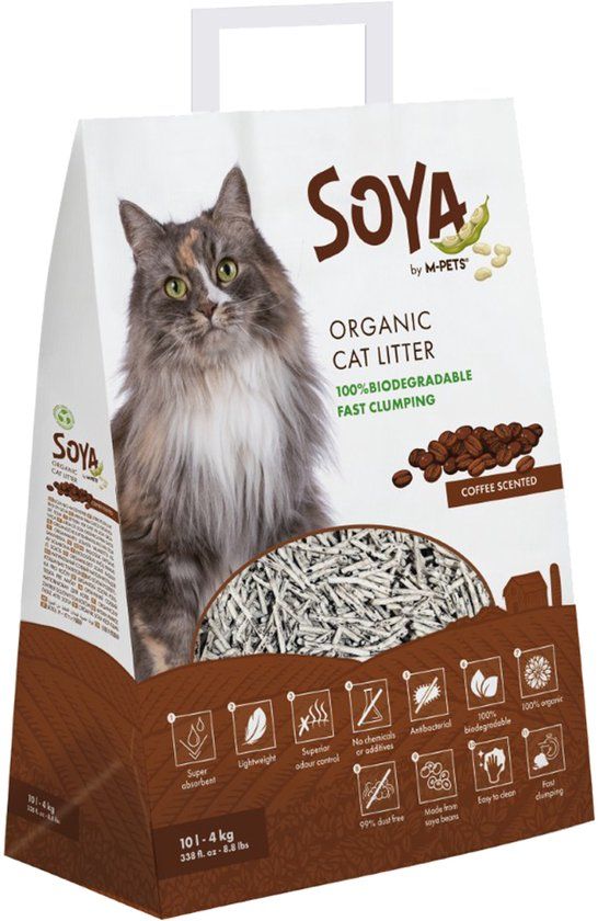 M-PETS Soya Kattenbakvulling - 4 kg - 10 L - Thee Geur