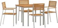 vidaXL Eettafel Set Massief Acaciahout en Roestvrij Staal Bruin