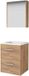 Basic Line Comfort 46 Badkamermeubelset - 50 x 46 cm - Met Grepen - 2 Lades - Acryl Wastafel - 1 Kraangat - Spiegelkast - Whisky Oak