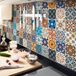 Ambiance Sticker Azulejos Trencia Zelfklevende tegelmuurstickers voor keuken en badkamer - 24 cementtegelstickers, Azulejos Trencia - 24 stickers, 10x10cm