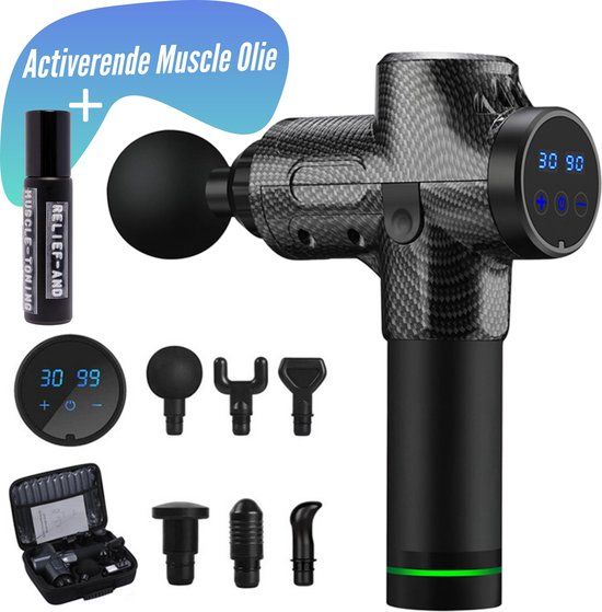 Massage Gun - Theragun - Massage Pistol - Triggerpoint - Spieren en Gewrichten - Grijs (Carbon)