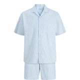 JACK & JONES loose gestreept casual overhemd met short lichtblauw - (set van 2)