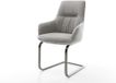 DELIFE Chaise Zelia-Flex avec accoudoir, piètement en U, tissu, gris