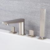 Hudson Reed Robinet de bain-douche 4 trous - Design moderne et douchette nickel brossé