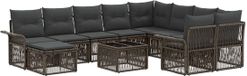 vidaXL Tuinbank - Set - 11 - st - Grijs - poly - rattan