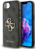 Guess 4G Metal Logo étui pour téléphone pour iPhone 16e & 17e - design de luxe - Gris