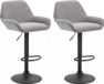 In And OutdoorMatch Luxe Tabouret de bar Sabryna - Gris/Noir - Set de 2
