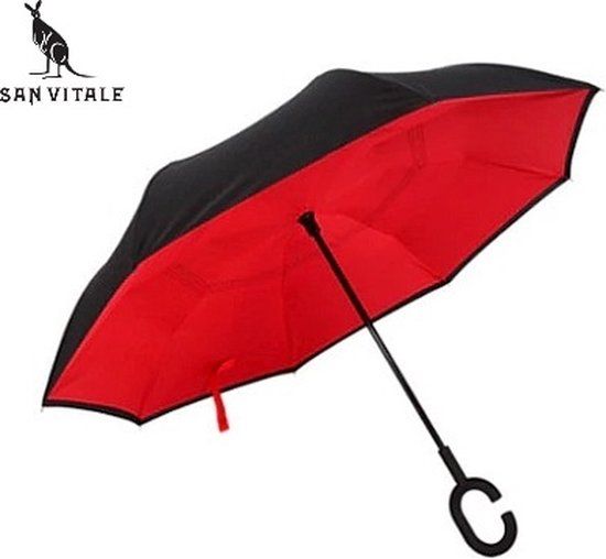 San Vitale® - Unieke reversible Windproof Paraplu - Stormparaplu - Rood