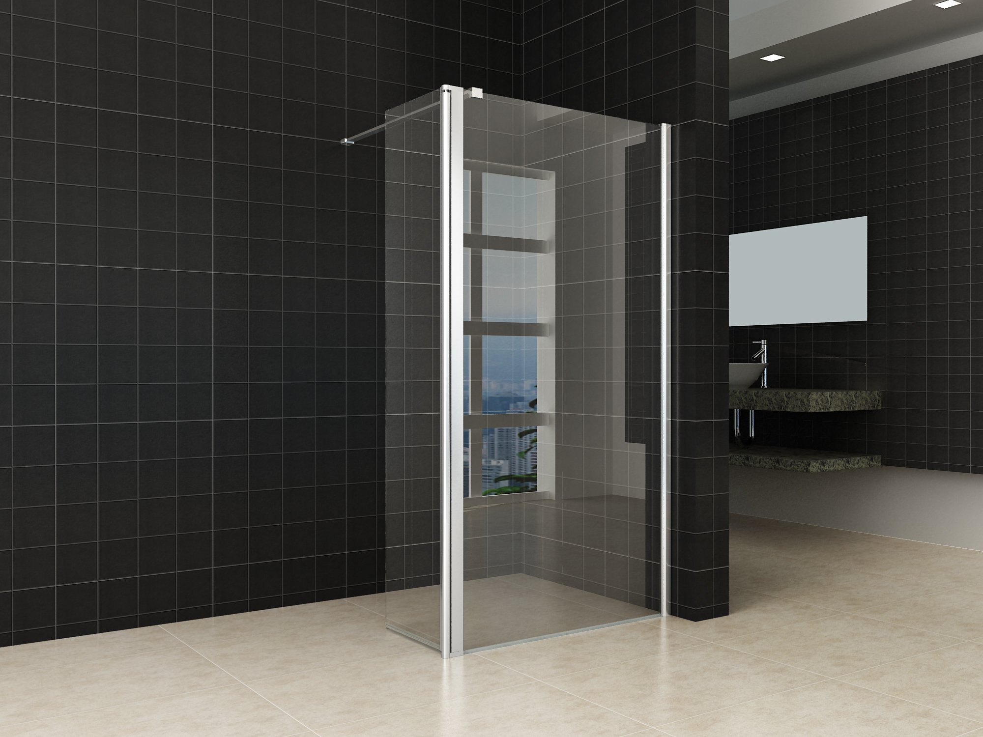 Wiesbaden Douchewand Miami 40x200cm Antikalk Helder Glas Chroom Scharnierprofiel 10mm Veiligheidsglas Easy Clean