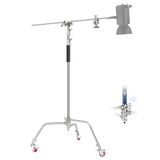 Neewer Heavy Duty lichtstandaard, metalen 3,4 m verstelbaar fotografiestatief C-standaard met giekarm ingebouwd veerkussen 1/4 inch schroef voor studio LED-licht, DSLR-camera, maximale belasting: 10