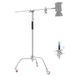 Neewer Heavy Duty lichtstandaard, metalen 3,4 m verstelbaar fotografiestatief C-standaard met giekarm ingebouwd veerkussen 1/4 inch schroef voor studio LED-licht, DSLR-camera, maximale belasting: 10