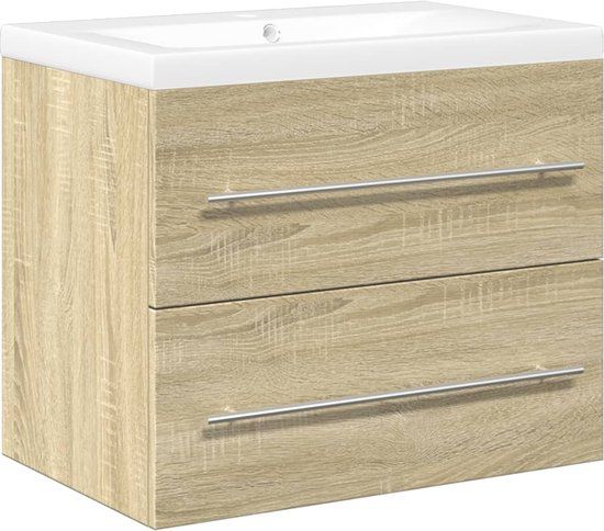 vidaXL 2-delige Badkamermeubelset bewerkt hout sonoma eikenkleurig