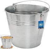KOTARBAU® Robuuste Zinkemmer, Tuinemmer, Verzinkt Staal, 15 L, Zilver, Cementemmer, Mortel Emmer, Bouwemmer, met Handvat