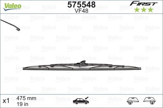 Valeo - Ruitenwisserblad - 48 cm - Zwart - Flatblade - Geschikt voor Mini Clubman - 1 paar