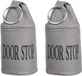 Esschert Design Canvas deurstopper grijs - 2x - met ring - H15 cm - Deur vastzetter - Deurstop 2,7 kg