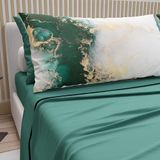 PETTI Artigiani Italiani - Katoenen beddengoed met kussenslopen met digitale print, beddengoed voor Frans bed, blauwgroen, 100% Made in Italy
